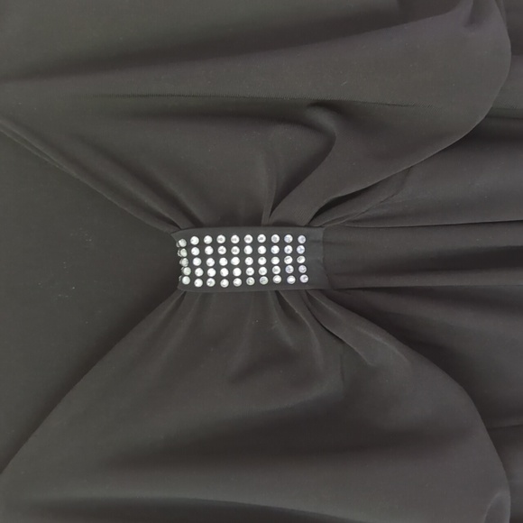 FunFash Empire Waist A-Line Midi Dress XL Black Faux Rhinestone Bling - Picture 6 of 13